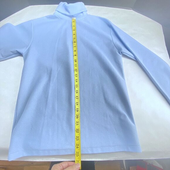 Vintage Alive By Vanderbilt Powder Blue Polyester Turtleneck Sweater M - Picture 9 of 10